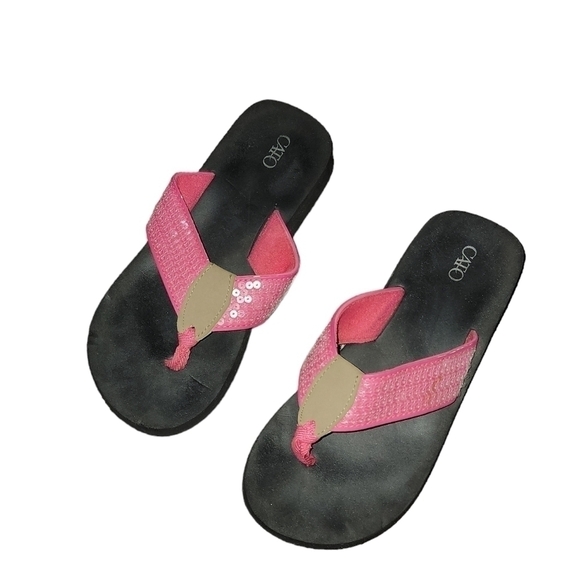 5/$10 Cato size 9 pink sequin thong flip flops sandals - Picture 1 of 5